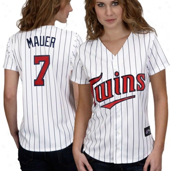 Splendid Joe Mauer Minnesota Twins Women's Replica Jersey-#7 White Pinstripe