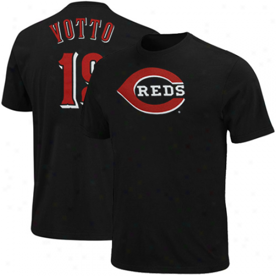 Majestic Joey Votto Cincinnati Reds #19 Player T-shirt - Black