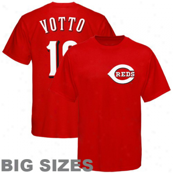 Majestic Joey Votto Cincinnati Reds Player Big Sizes T-shirt - Red