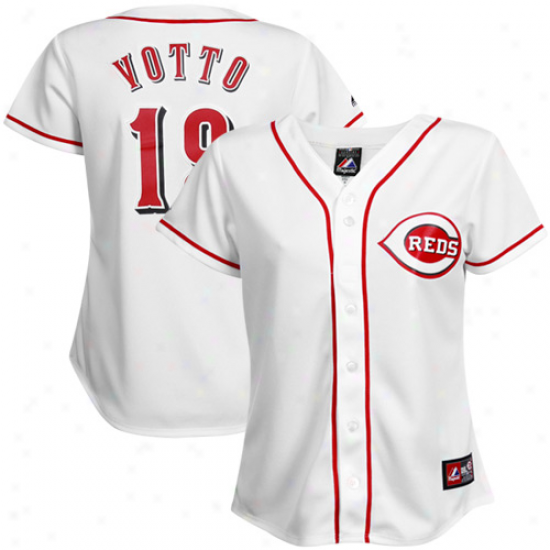 Majestic Joey Votto Cincinnati Reds Women's Replica Jersey-white