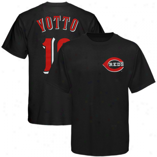 Majestic Joey Votto Cincinnati R3ds Youth Name & Reckon T-shirt - Black
