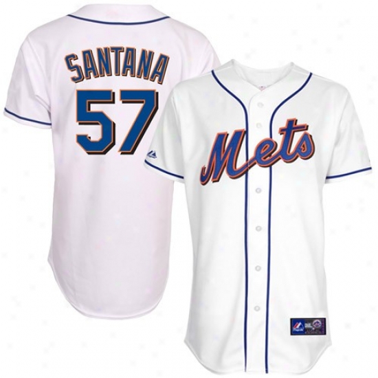 Majestic Johan Santana New York Mets Replica Jersey-#57 White