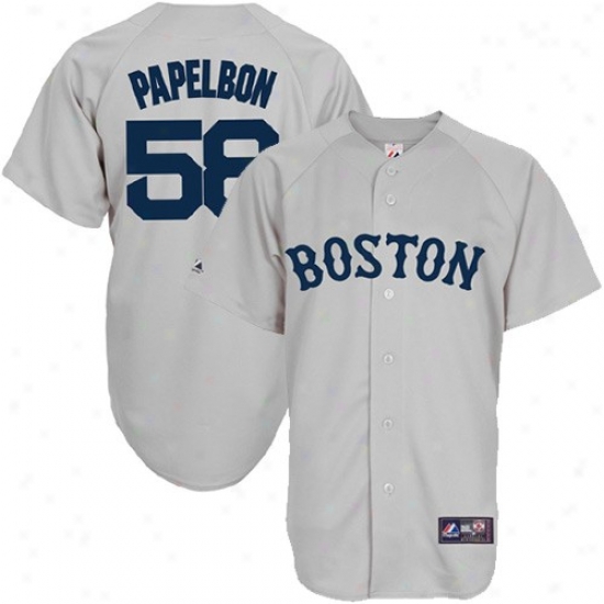 Majestic Jonatnan Papelbon Boston Red Sox Replica Jersey-#58 Gray