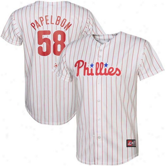 Majestic Jonathan Papelbon Philadelphia Phillies Replica Jerdey - White