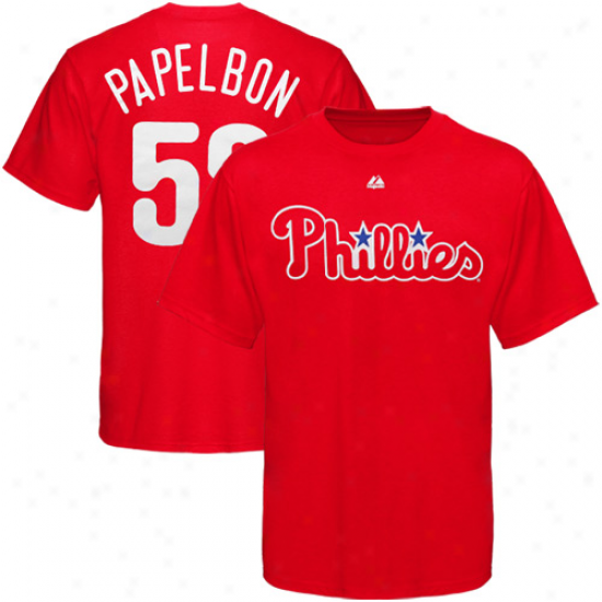 Majestic Jnoarhan Papelbon Philadelphia Phillies #58 Player T-shirt - Red