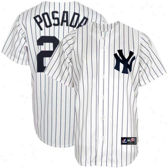 Majestic Jorge Posada New York Yankees Replica Jersey - White Pinstripe