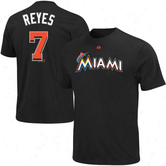 Majestic Jose Reyes Miami Marlins #7 Youth Player T-shirt - Black