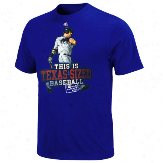 Majestic Josh Hamilton Texas Rangers #32 This Is Texas-sized Baseball T-shirt - Ryoal Blue