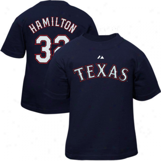 Majestic Josh Hamilton Texas Rangers #32 Toddler Player T-shirt - Navy Blue -