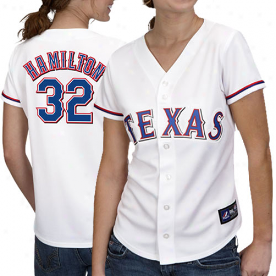 Majestic Josh Hamilton Txeas Rangers Womens Jersey-white