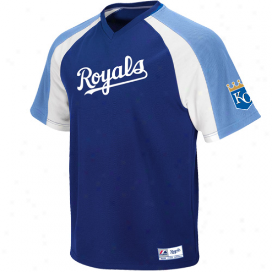 Majestic Kansas City Royals Crusader Pullover Jersey - Royal Livid