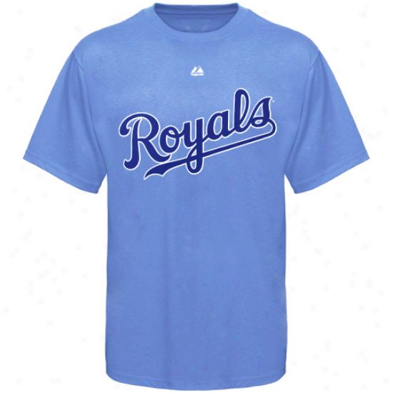 Majestic Kansas City Royals Official Wordmark T-shirt - Powder Blur