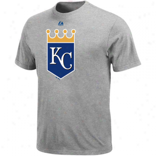 Majestic Kansas City Royals Youth Ash Soft Density Official Logo T-shirt