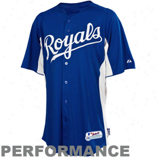 Majestic Kansas City Royals Youth Batting Use Performance Jersey - Royal Blue-whjte