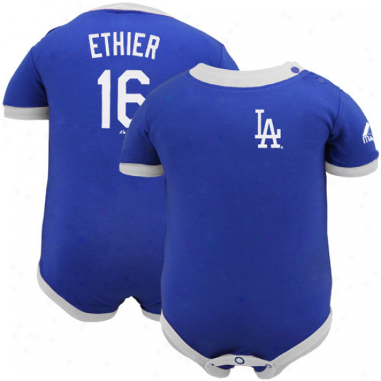 Majestic L.a. Dodgers #16 Andre Ethier Infant Royal Blue Name & Nymber Creeper