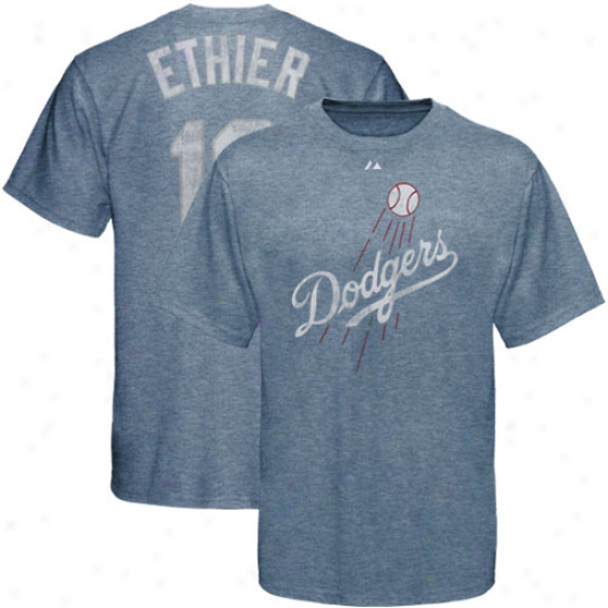 Majestic L.a. Dodgers #16 Andre Ethier Light Blue Ballyard Legends Heathered T-xhirt