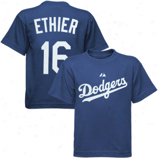 Majestic L.a. Dodgers #16 Andre Ethier Preschool Royal Blue Idler T-shirt