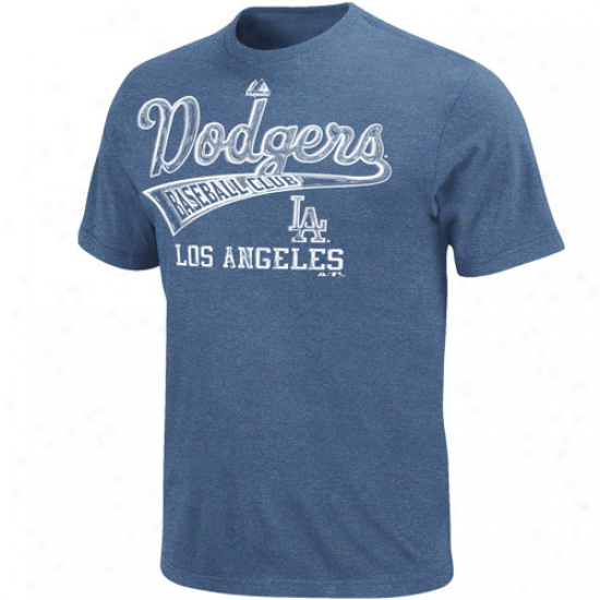 Majestid L.a. Dodgers All Clhb Heathered T-shirt - Noble Blue