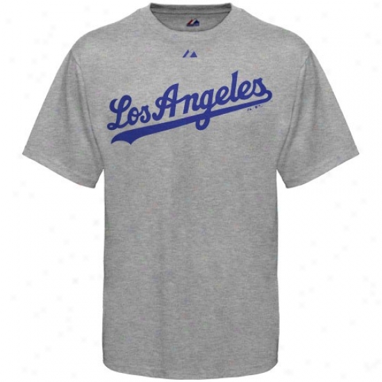 Majeztic L.a. Dodgers Ash Official Path Wordmark T-shirt