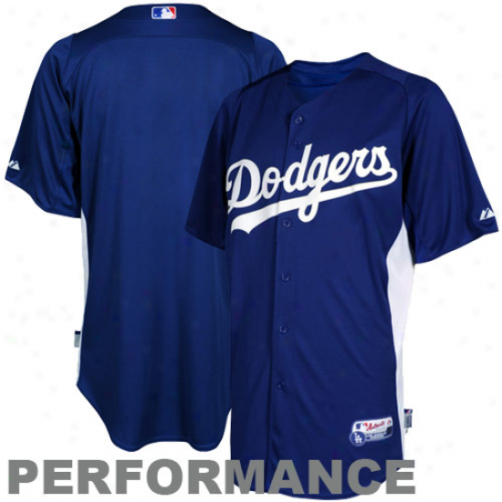 Majestic L.a. Dodgers Batting Practice Performance Jersey - Royal Blue-white