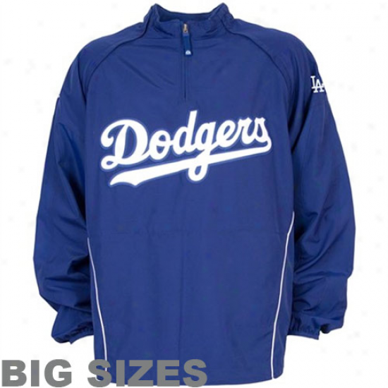 Majestic L.a. Dodgers Big Sizes Royal Blue Cool Plebeian Gamer Quarter-zip Composition Jacket