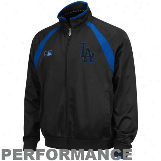 Majestic L.a. Dodgers Black Therma Base Full Zip Performance Trakc Jacket