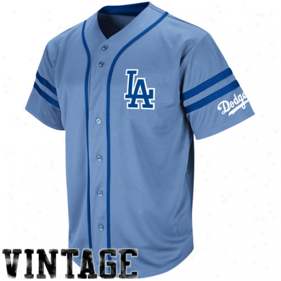 Majestic L.a. Dodgers Cooperstown Throwback Heater Jersey - Light Blue