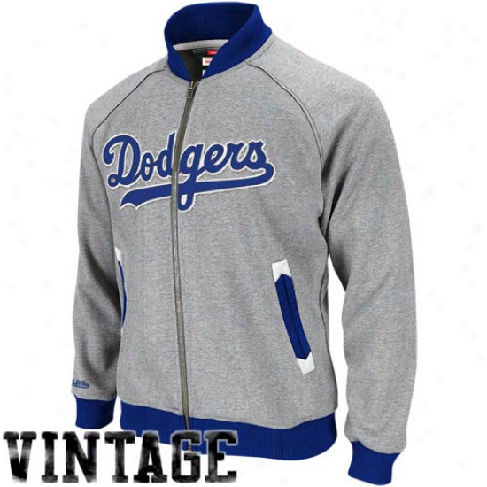 Majestic L.a. Dodgers Gray Intrasquad Cooperstown Full Zip Jacket