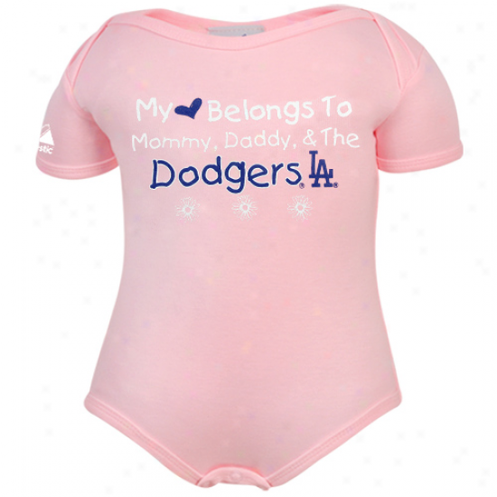 Majestic L.a. Dodgers Infant Girlss Pink My Heart Belongs Creeper