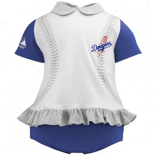 Majestic L.a. Dodgers Infant Girls Royal Blue-white Ruffle Top & Bloomer Set