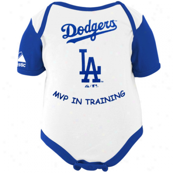 Majestic L.a. Dodgers Infant Whie-royal Blue Mvp In Training Creeper