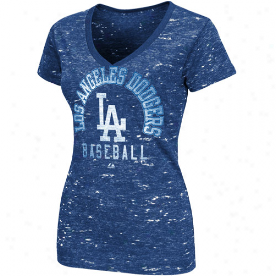 Majestic L.a. Dodgers Ladies Play Call Premium V-neck T-shirt - Royal Blue