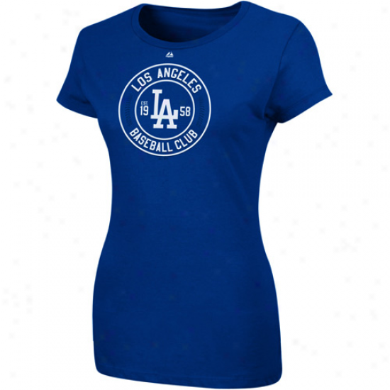 Majestic L.a. Dodgers Ladies Pro Sports Baseball Club T-shirt - Royal Blue