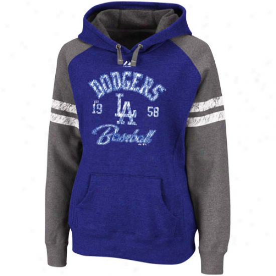 Majestic L.a. Dodgers Ladies Royal Blue Ruby Pullover Hoodie Sweatshirt