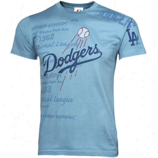 Majestic L.a. Dodgers Light Azure Ricochet Premium T-shirt