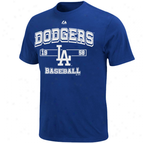 Majestic L.a. Dodgers Past Time Original T-shirt - Royal Blue
