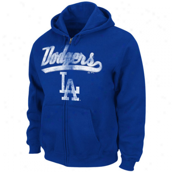 Majestic L.a. Dodgers Royal Blue Big Average Full Zip Hoody Jacket