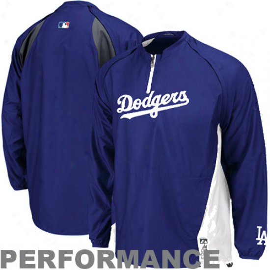 Majestic L.a. Dodgers Royal Livid Gamer Quarter-zip Accomplishment Jacket