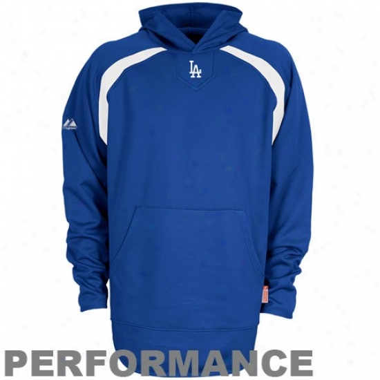 Majestic L.a. Dodgers Royal Blue Gamewarmer Performance Hoody Sweatshirt