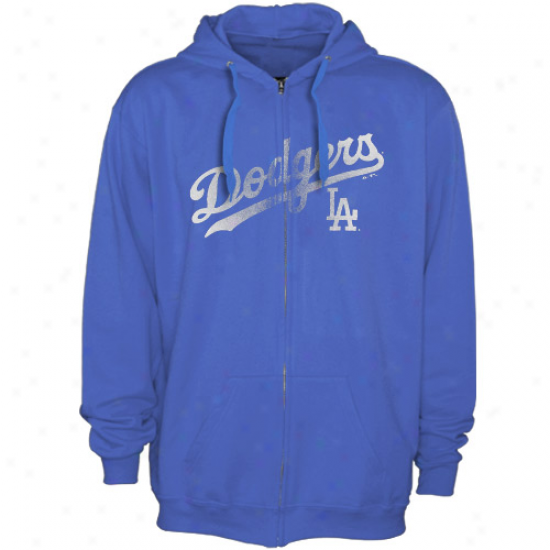 Majestic L.a. Dodgers Royal Blue Havoc Full Zip Hoody Sweatshirt
