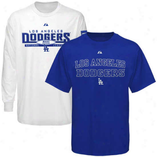 Majestic L.a. Dodgers Royal Blue-white Package T-shirt Combo Set