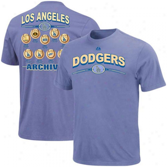 Majestic L.a. Dodgers Tezm Archive Vintage T-shirt - Light Blue