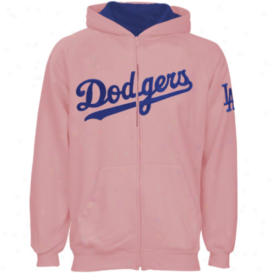 Majestic L.a. Dodgers Toddler Girls Pink Full Zip Hoody Sweatshirt