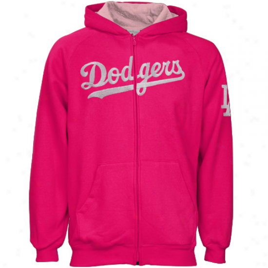 Majestic L.a. Dodgers Youth Girls Hot Pink Full Zip Hoody Sweatshirt