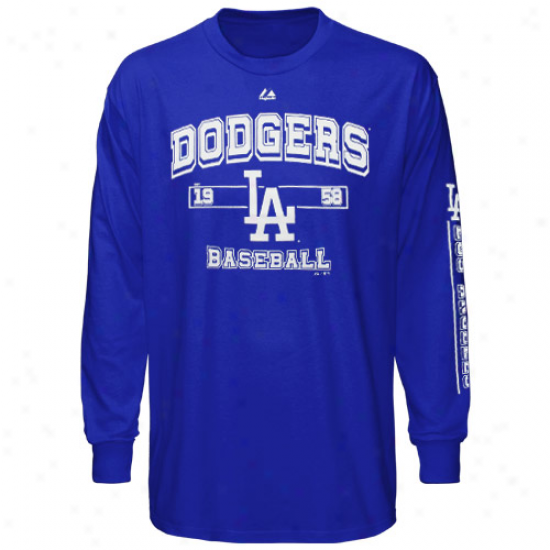 Majestic L.a. Dodgers Youth Past Time Original Long Sleeve T-shirt - Royal Blue