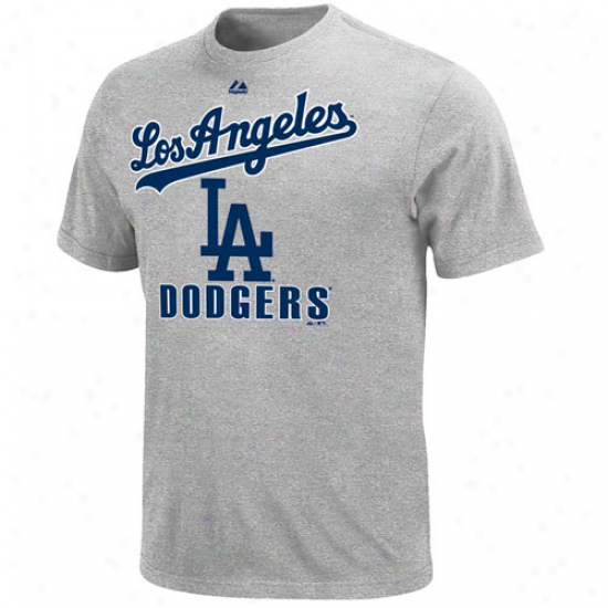 Majestic L.a. Dodgers Youth Performance Fan T-shirt - Ash