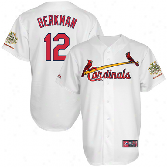 Majestic Lance Berkman St. Louis Cardinals 2011 World Serie Champinos Home Jersey - White