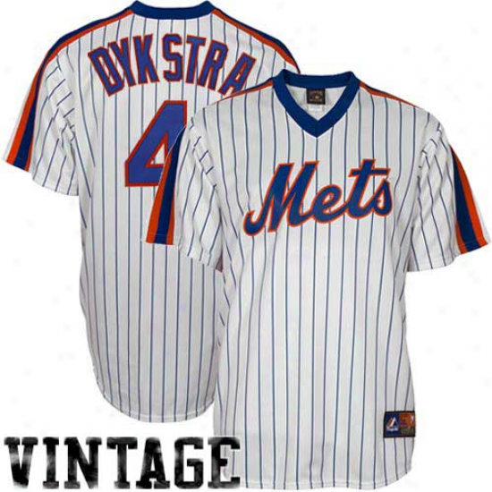 Majestic Lenny Dykstra New York Mets Replica Cooperstown Throwback Jersey - Whife Pinstripe