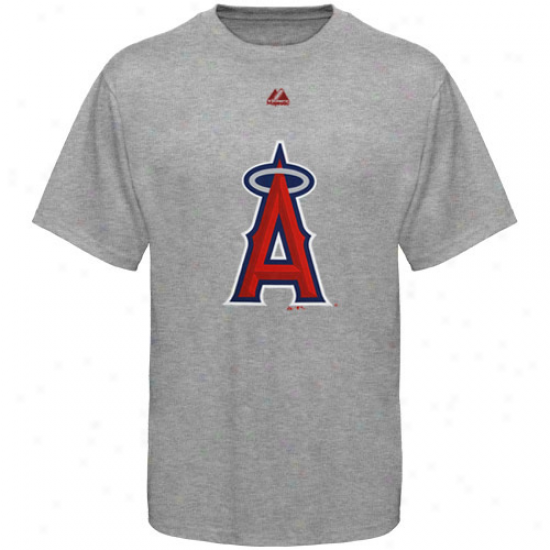 Majestic Los Angeles Angels Of Anaheim Ash Soft Density Official Logo T-shirt