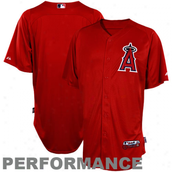 Majestic Los Angeles Angels Of Anaheim Batting Practice Performance Jersey - Red